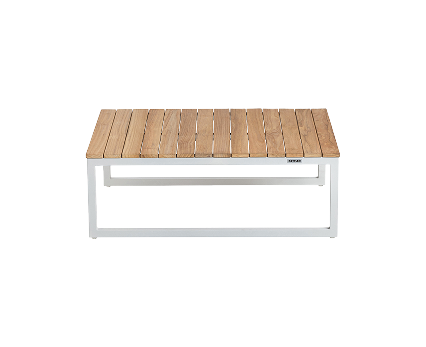 Kettler Ocean Skid Platform Lounge Tisch 90x70 cm, Weiß / Teakholz
