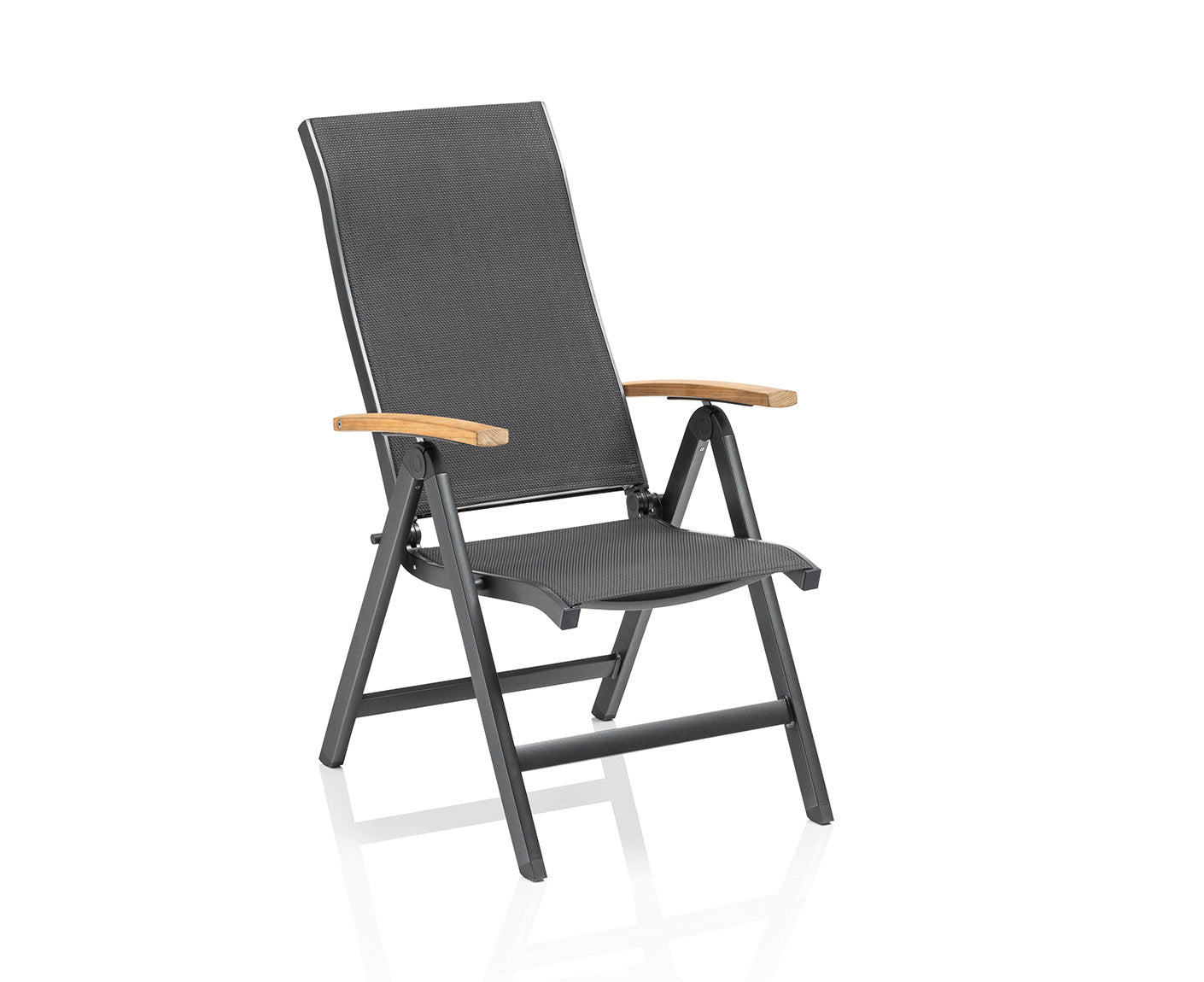 Sleek Multipositionssessel Anthrazit / Teak