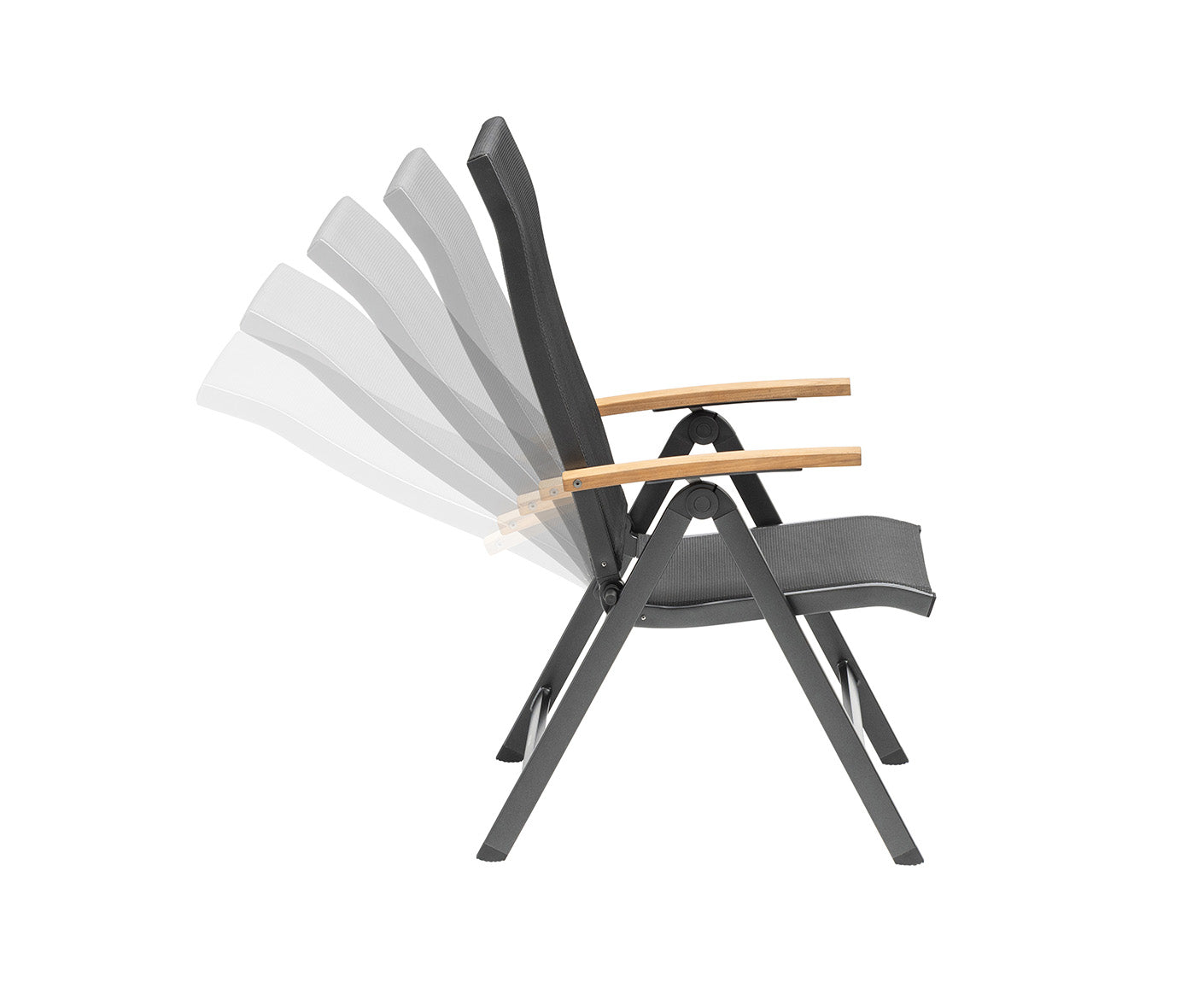 Sleek Multipositionssessel Anthrazit / Teak