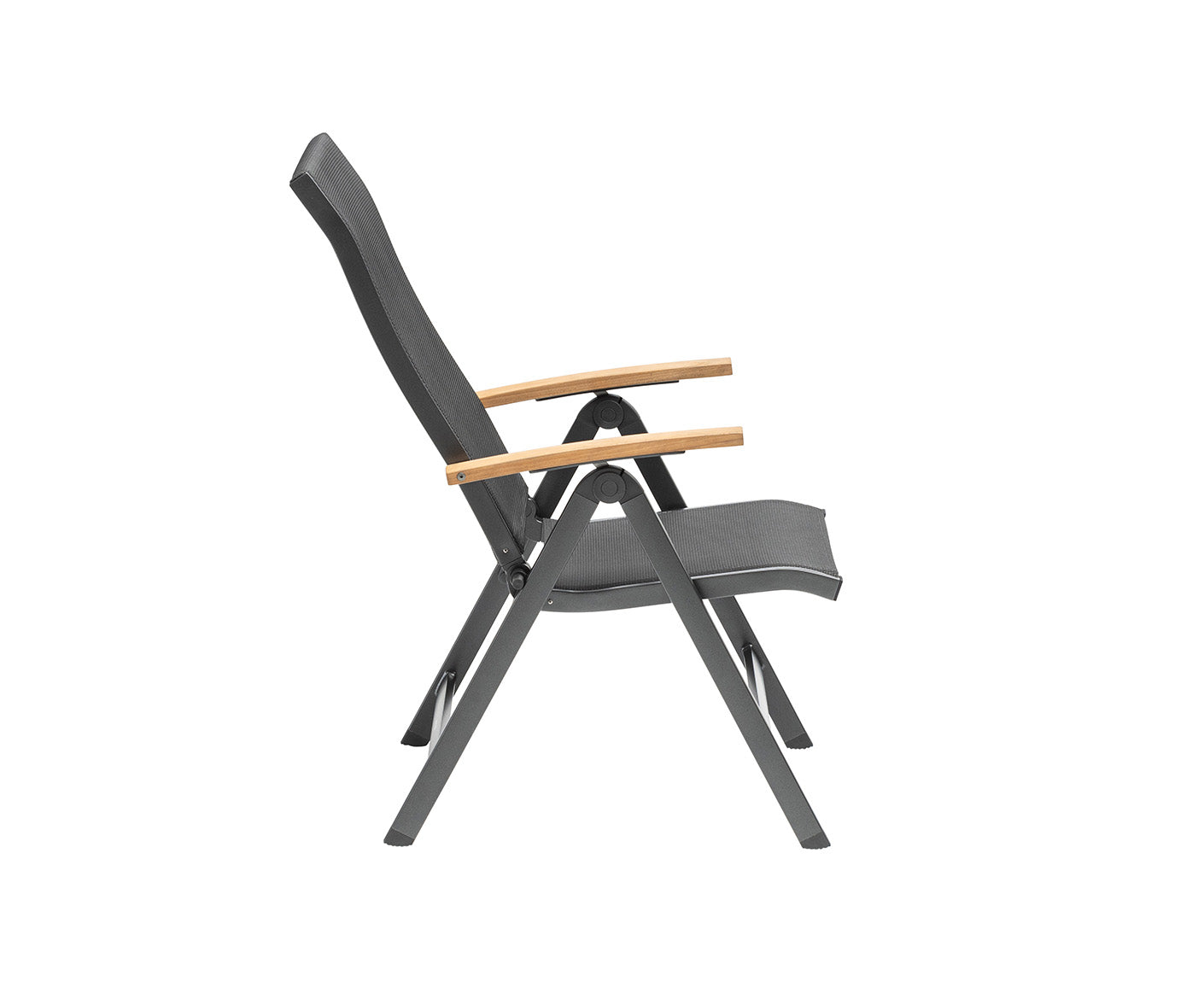 Sleek Multipositionssessel Anthrazit / Teak