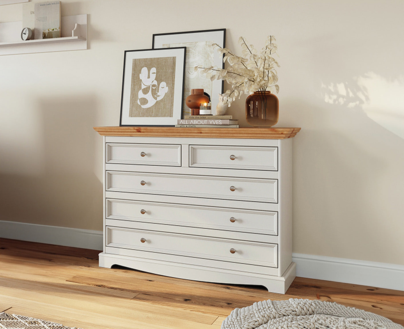 Belluno Elegante Kommode 112x88 cm Massivholz