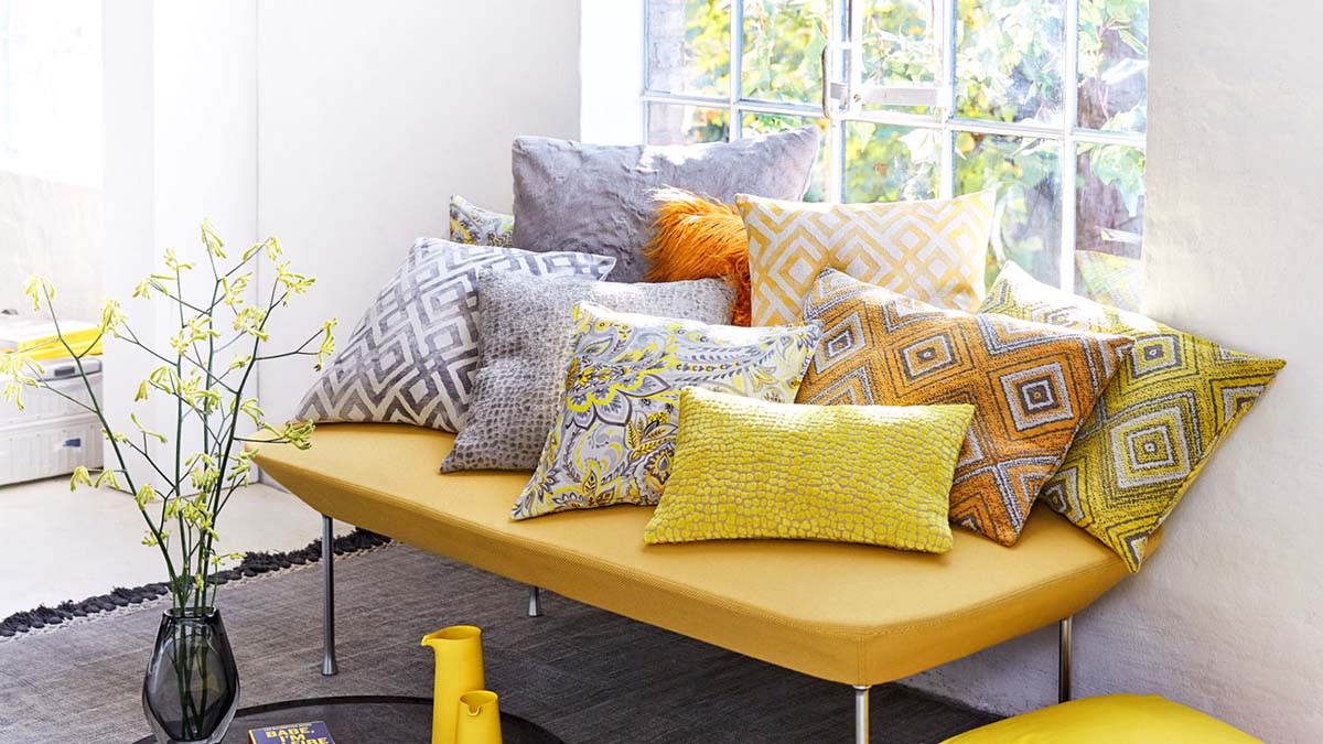 Genua Kissenbezug, Weicher Chenille Jacquard, Gelb