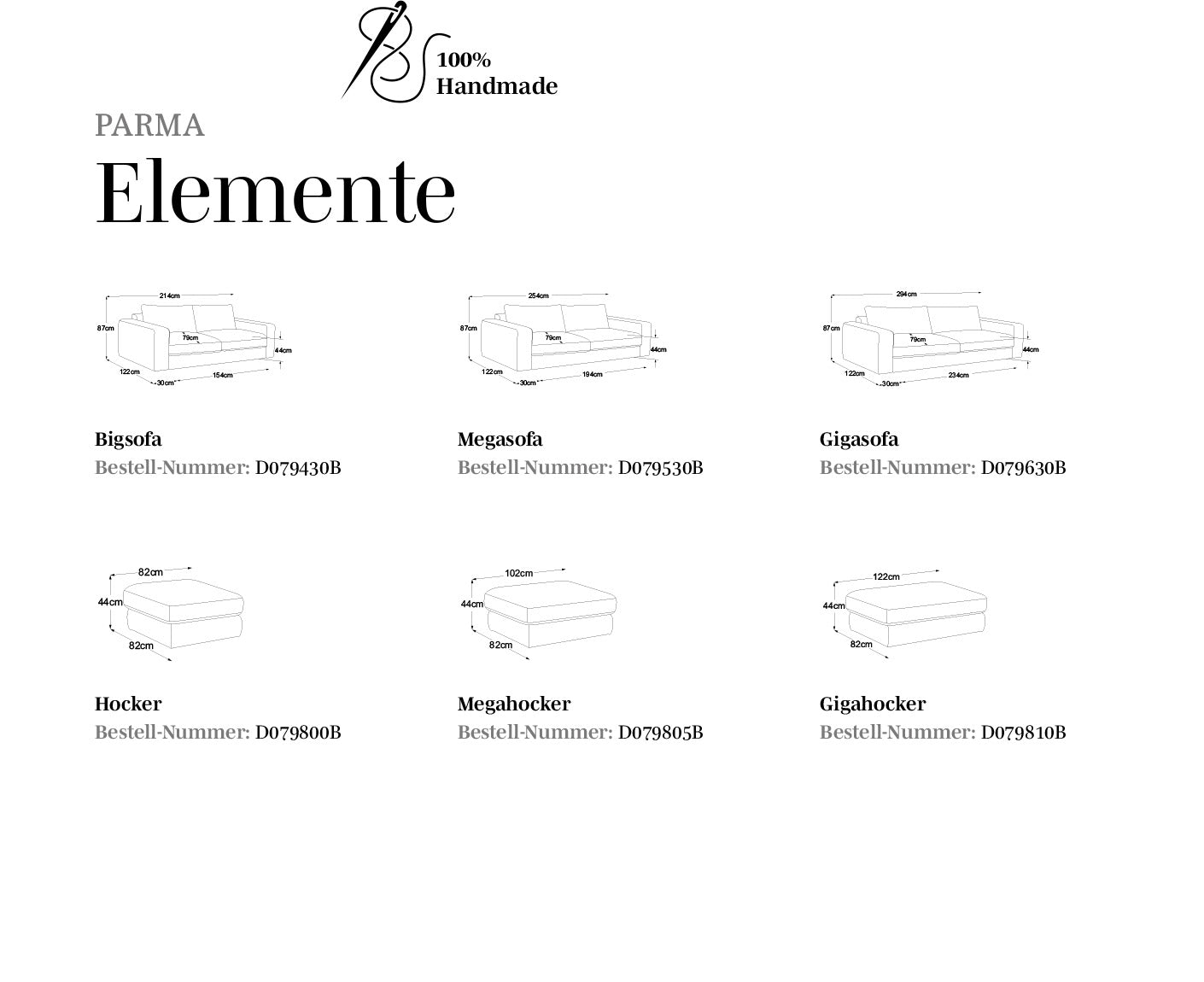 designwerk Parma Sofa | 214 - 294 cm | Echtleder