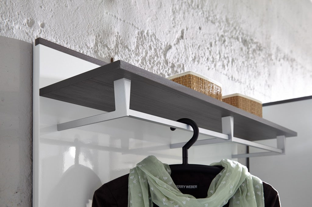RENO Garderobenpaneel Paneel Wandgarderobe Wandpaneel Weiß/Grau