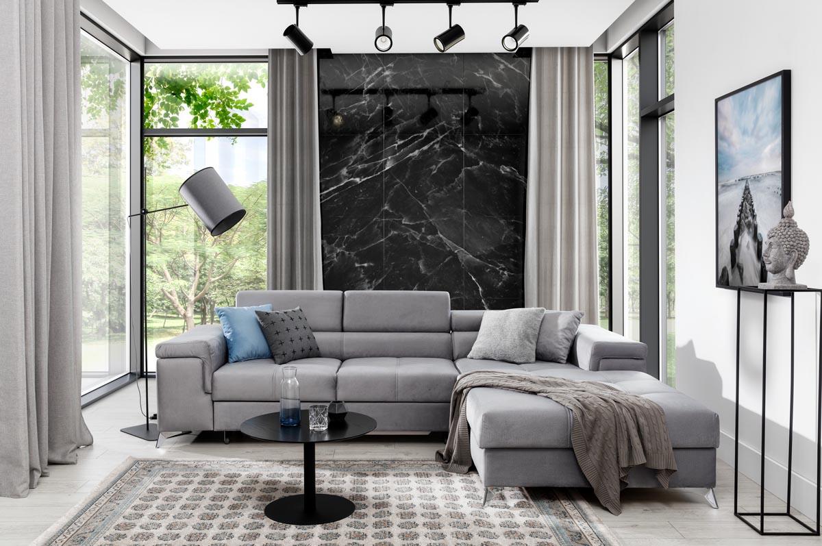 Ricardo Ecksofa 280 x 205 cm Grau (Samt)