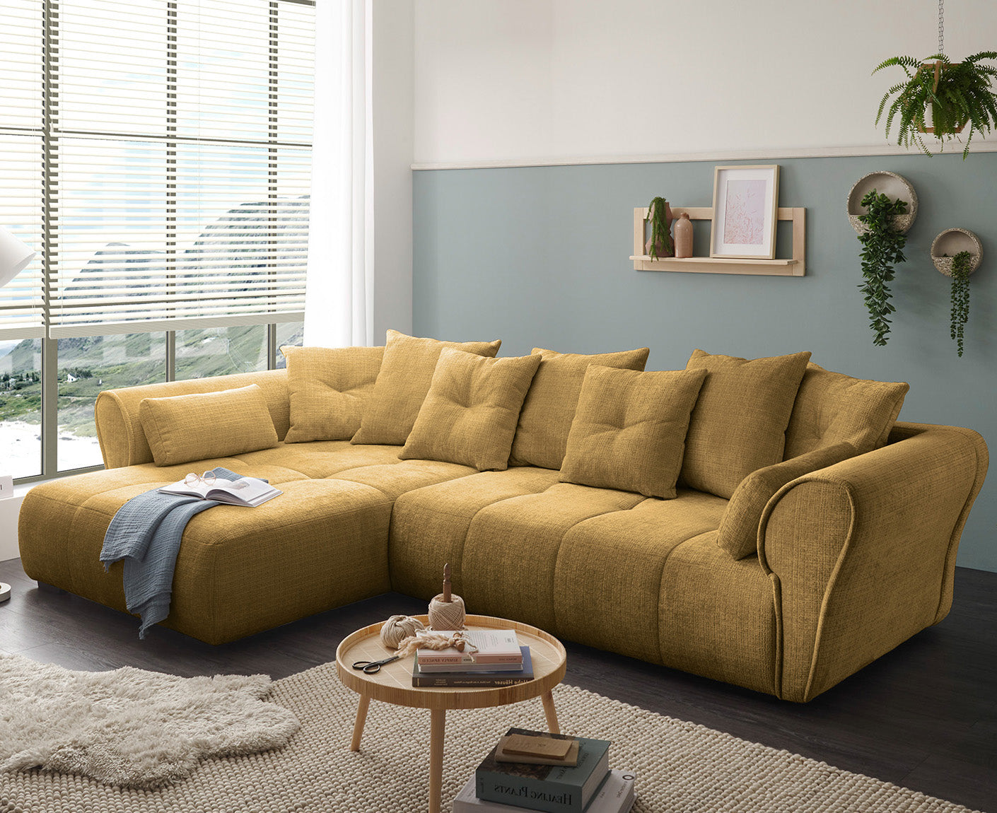 Riska Ecksofa 330 x 197 cm inkl. Rückenkissen & Zierkissen