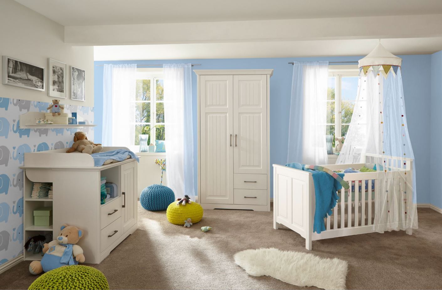 Scala 2-trg Kleiderschrank Babyzimmer Kiefer massiv weiß