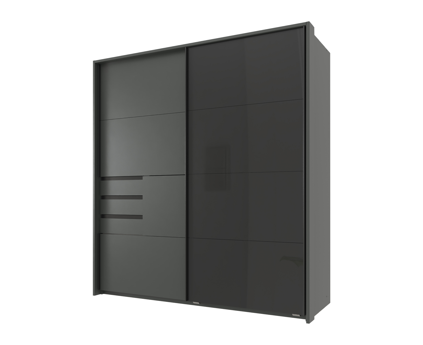 Schwerin Kleiderschrank Schwebetürenschrank 2-Türig Graphit / Glas