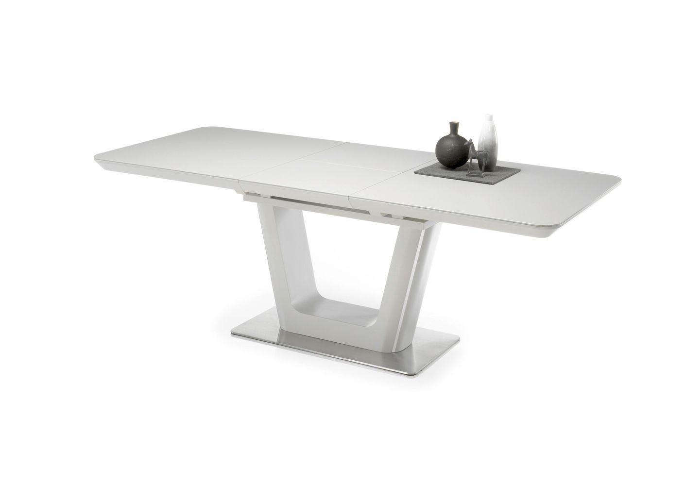 Esstisch ausziehbar 160 - 210 cm Grau / Edelstahl