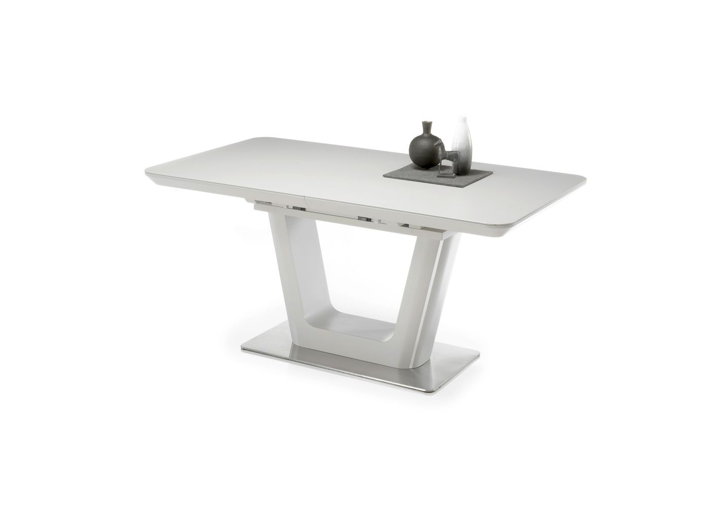 Esstisch ausziehbar 160 - 210 cm Grau / Edelstahl