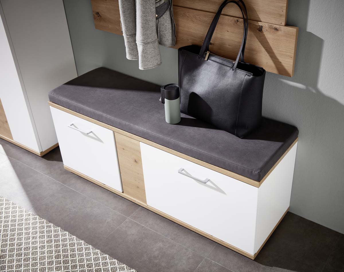 Signo Schuhbank Weiß matt / Artisan Eiche Nachbildung