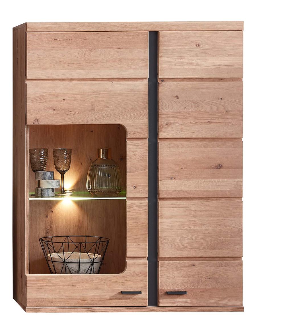 SONOS Wohnzimmerkomplettset inkl. LED-Beleuchtung Artisan Eiche Massiv / Abs. Schwarz Matt