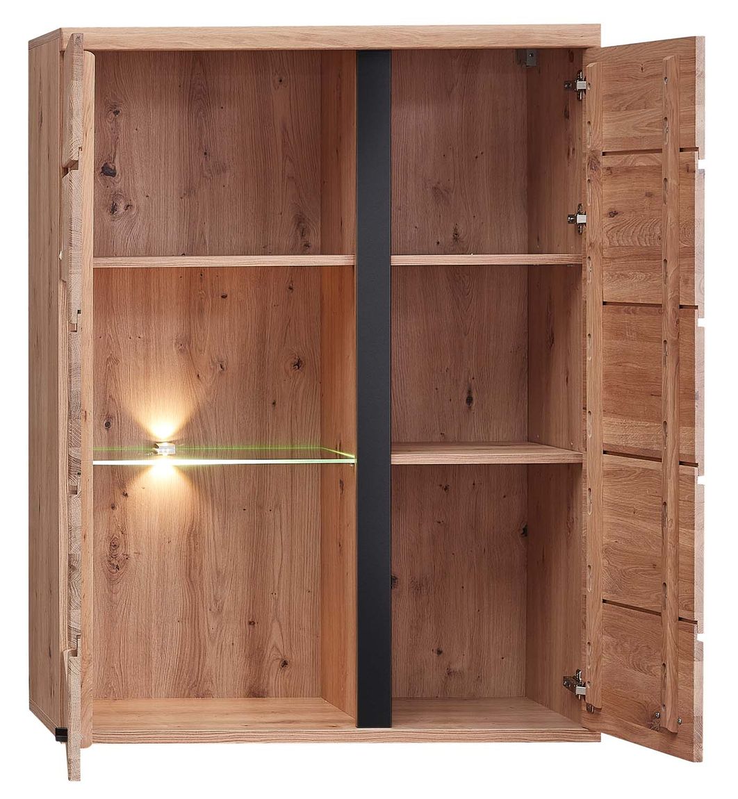 SONOS Wohnzimmerkomplettset inkl. LED-Beleuchtung Artisan Eiche Massiv / Abs. Schwarz Matt