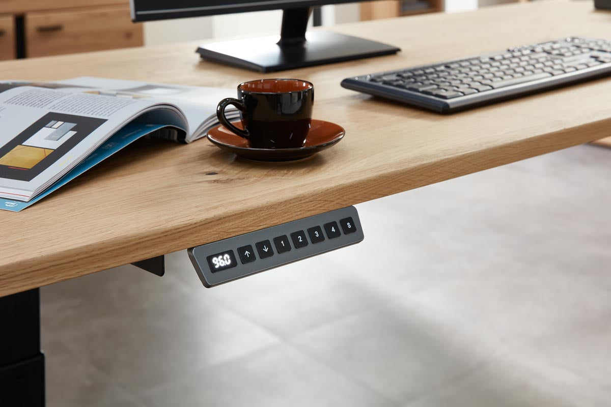 Sonos Schreibtisch 160 x 77 cm höhenverstellbar Altesche massiv / Artisan Eiche