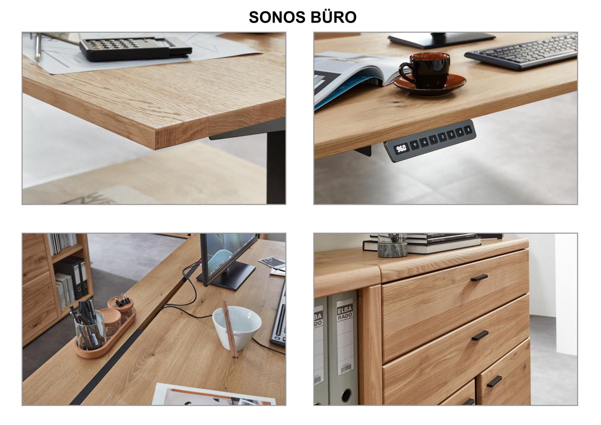 Sonos Schreibtischwinkel Altesche massiv / Artisan Eiche