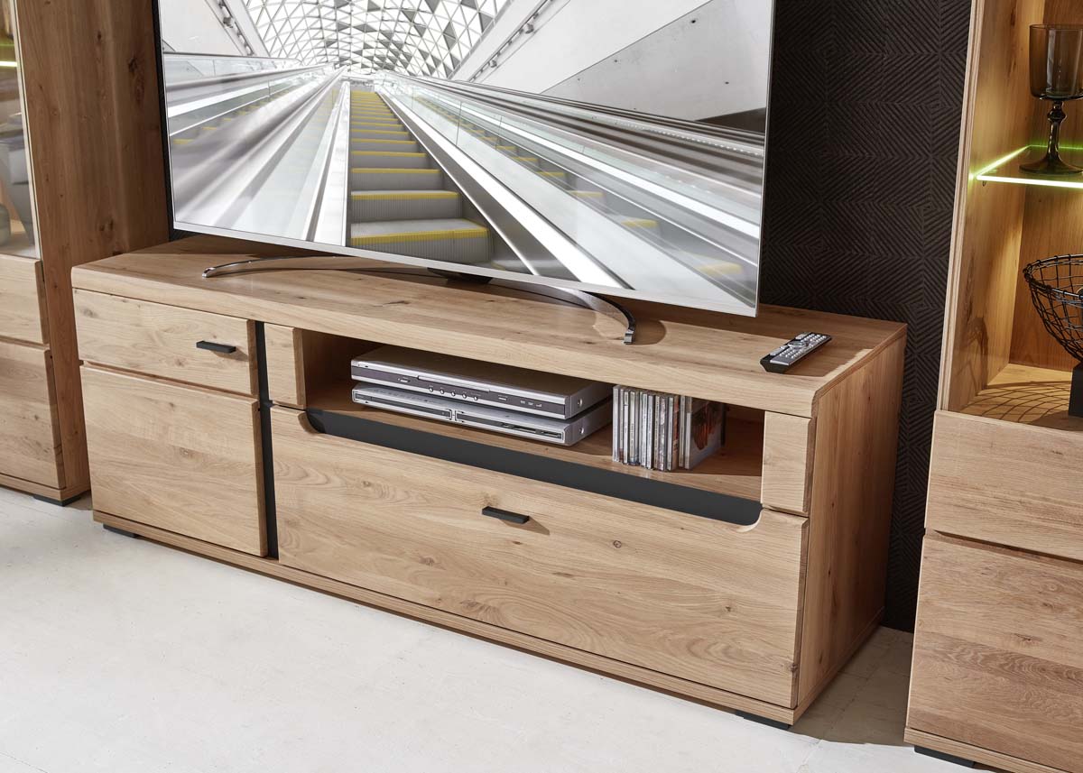 Sonos II TV-Unterschrank Altesche Bianco Massiv / Mattschwarz