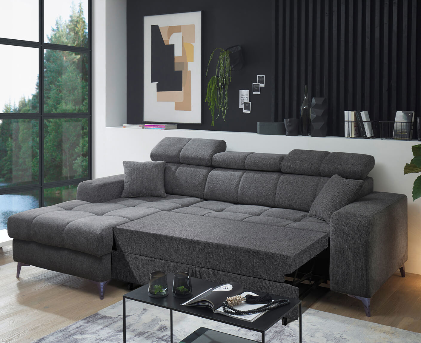 Sydney Ecksofa Longchair 268 x 172 cm, mit Schlaffunktion & Bettkasten