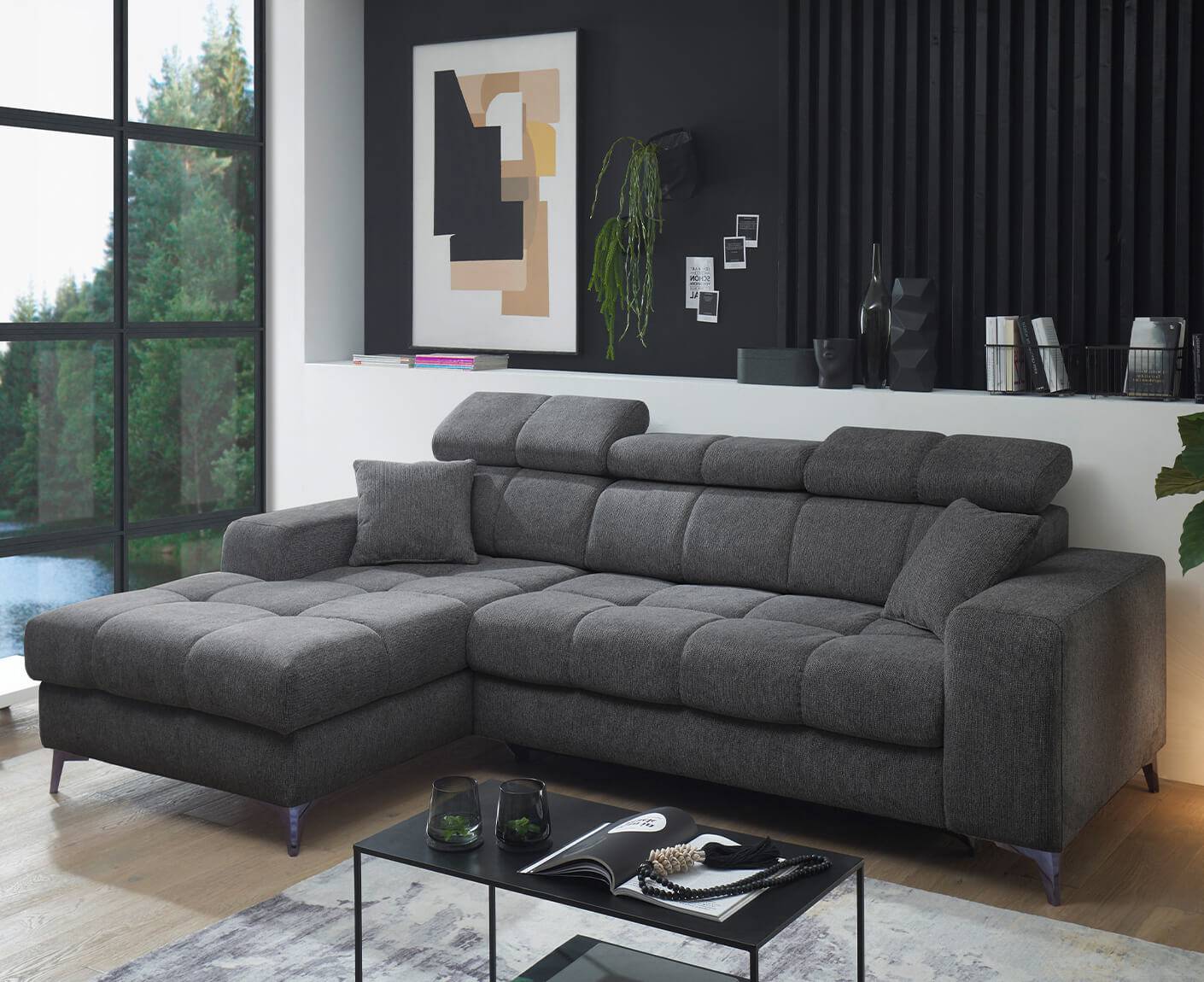 Sydney Ecksofa Longchair 268 x 172 cm, mit Schlaffunktion & Bettkasten