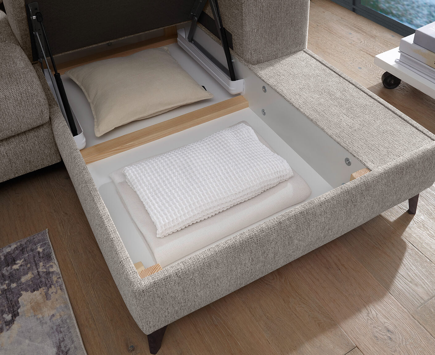 Sydney Ecksofa Longchair 268 x 172 cm, mit Schlaffunktion & Bettkasten