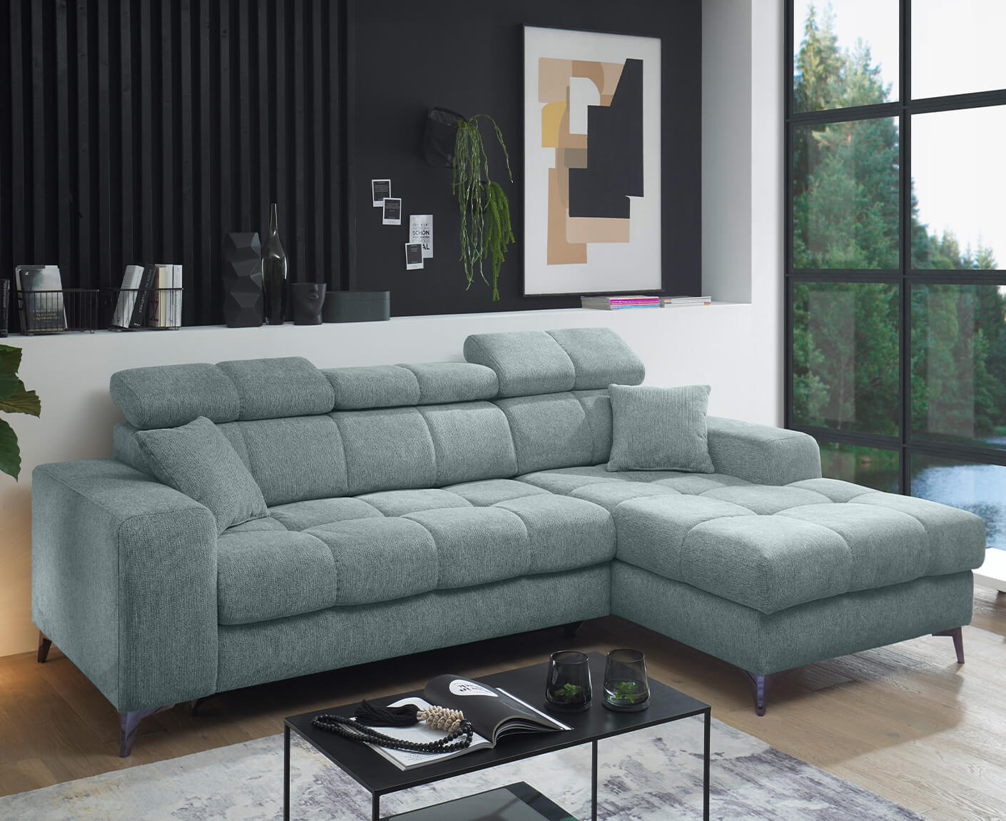 Sydney Ecksofa Longchair 268 x 172 cm, mit Schlaffunktion & Bettkasten