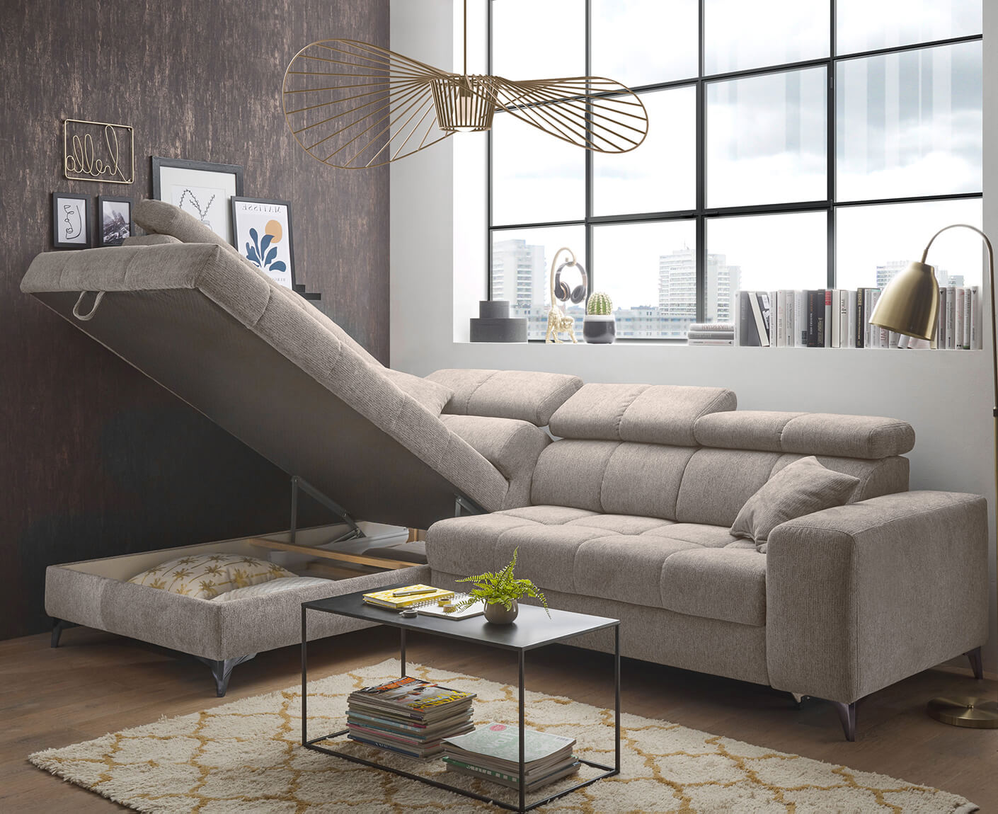Sydney Ecksofa 282 x 198 cm, mit Schlaffunktion & Bettkasten