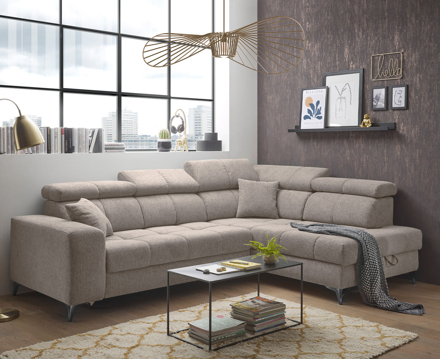 Sydney Ecksofa 282 x 198 cm, mit Schlaffunktion & Bettkasten
