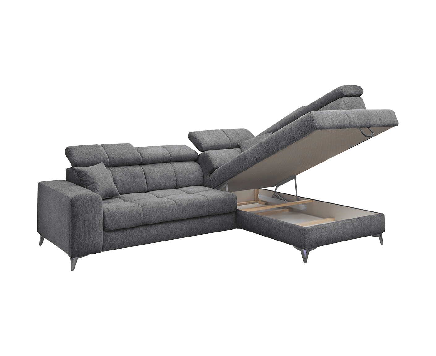 Sydney Ecksofa 282 x 198 cm, mit elektrischer Sitztiefenverstellung & Bettkasten