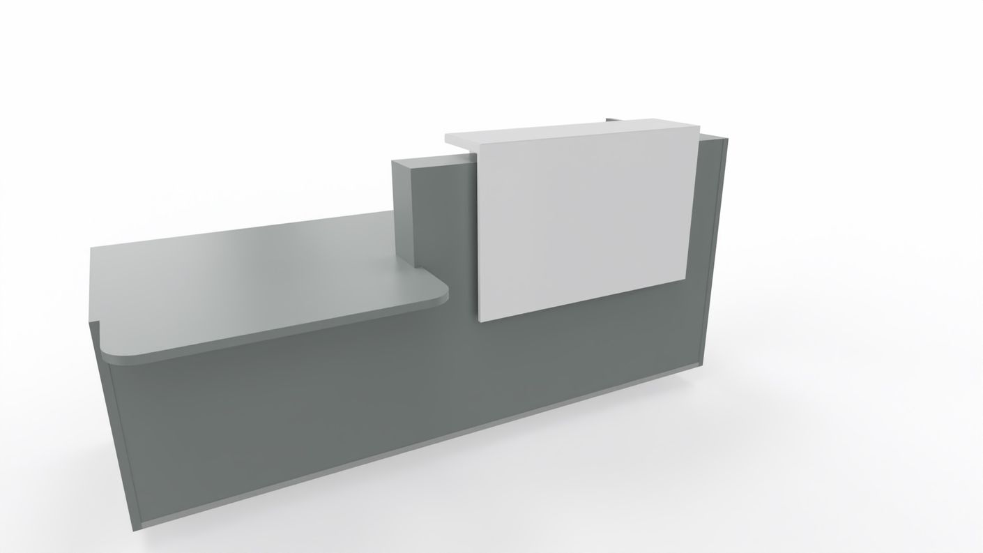 Tera Empfangstheke 8, Größe wählbar, Aluminium Satinato / Front wählbar