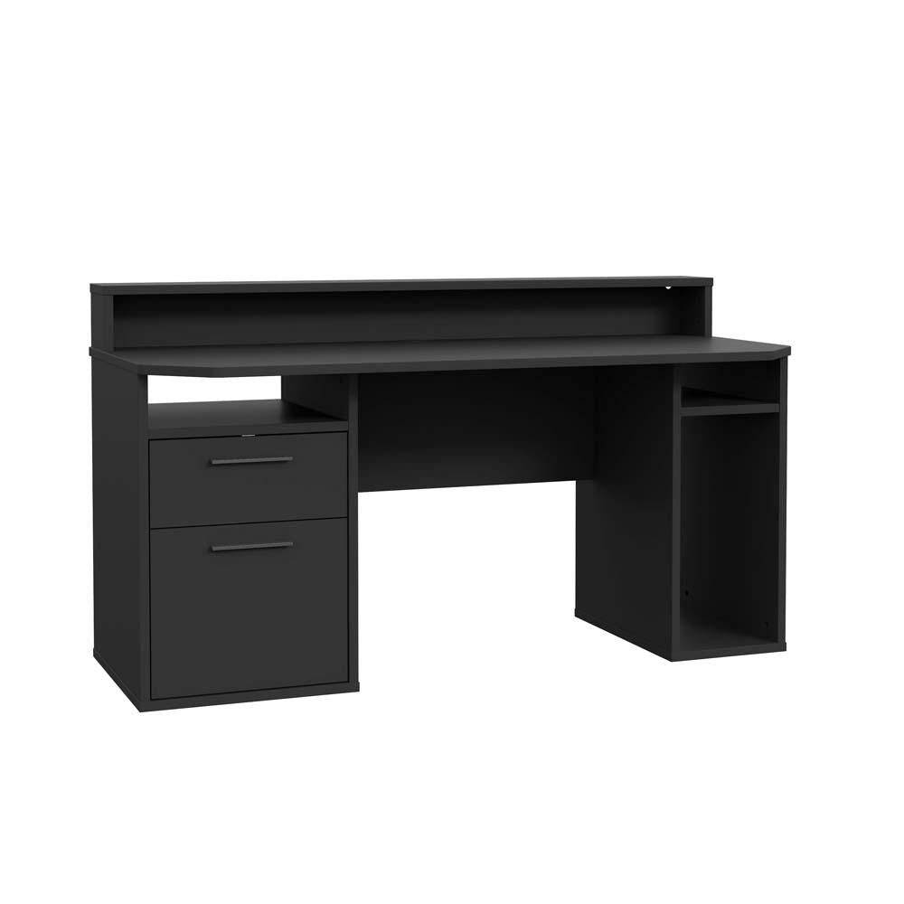 TURKU Gaming Schreibtisch 160 x 72 cm mit Schubladen Schwarz