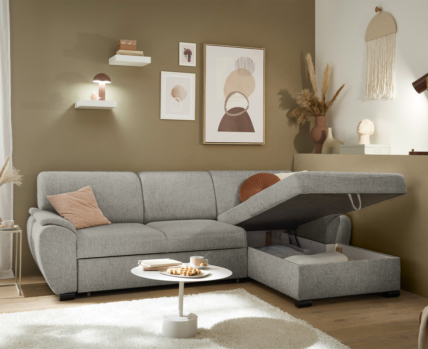 Ulm Ecksofa 250 x 175 cm, mit Schlaffunktion & Bettkasten