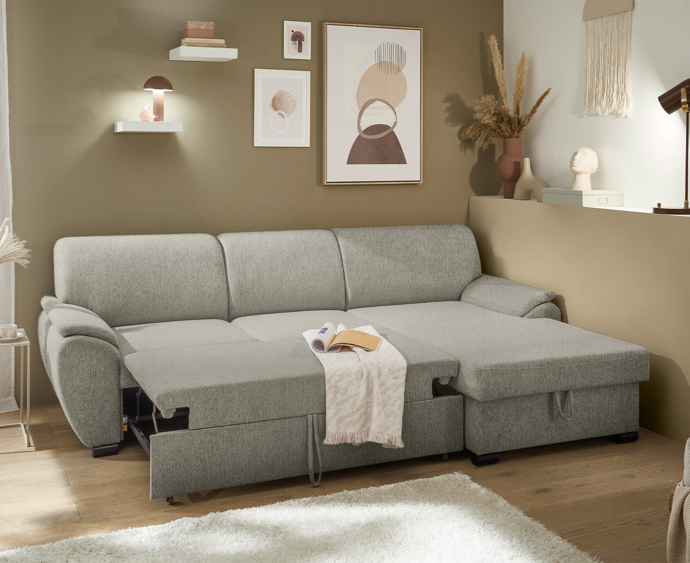 Ulm Ecksofa 250 x 175 cm, mit Schlaffunktion & Bettkasten