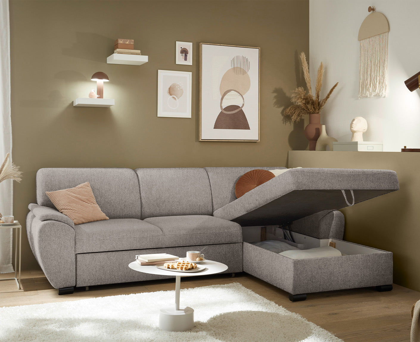 Ulm Ecksofa 250 x 175 cm, mit Schlaffunktion & Bettkasten