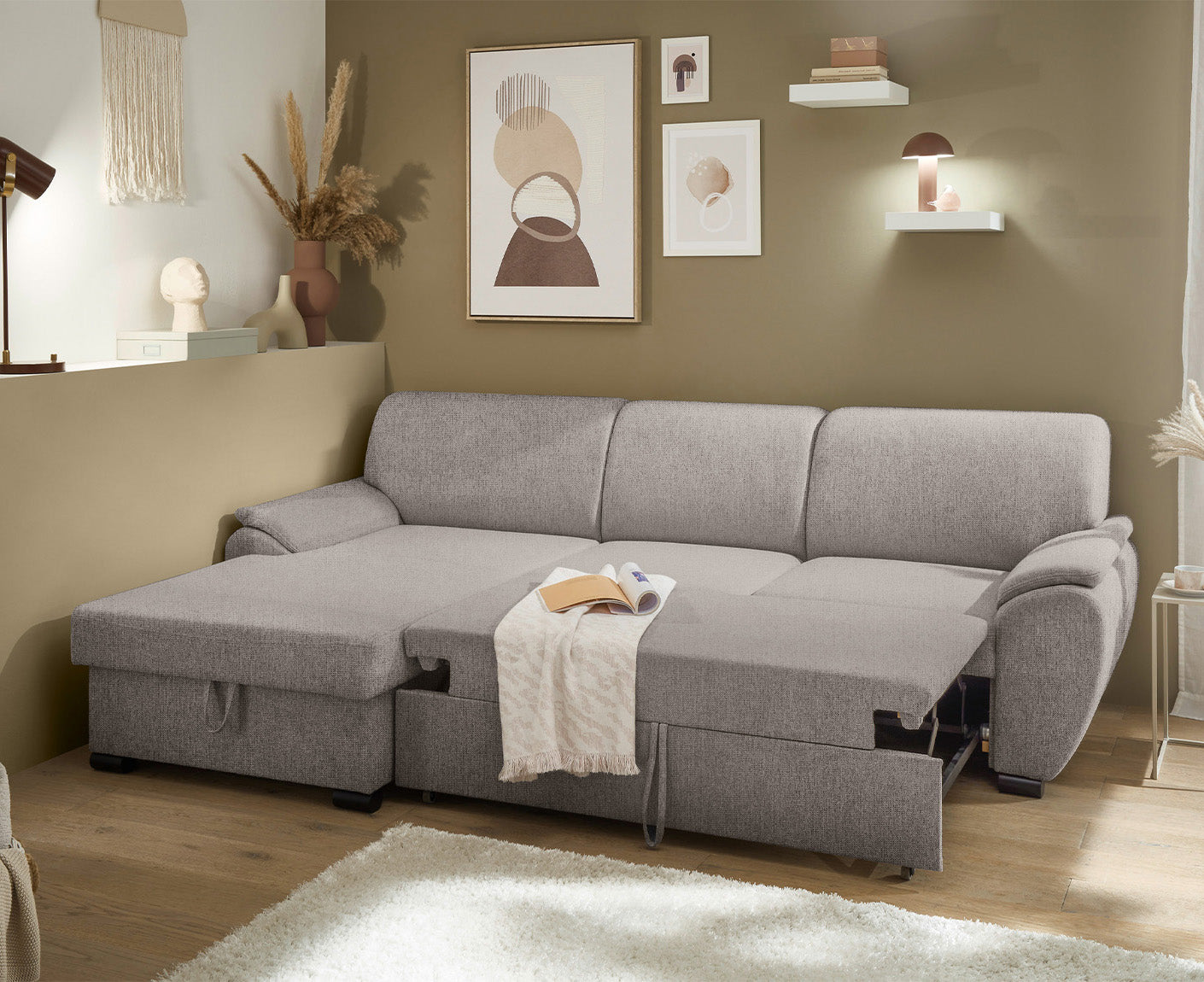 Ulm Ecksofa 250 x 175 cm, mit Schlaffunktion & Bettkasten