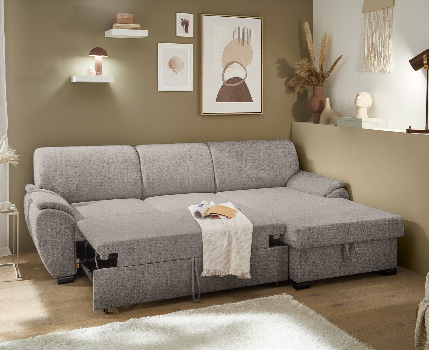 Ulm Ecksofa 250 x 175 cm, mit Schlaffunktion & Bettkasten