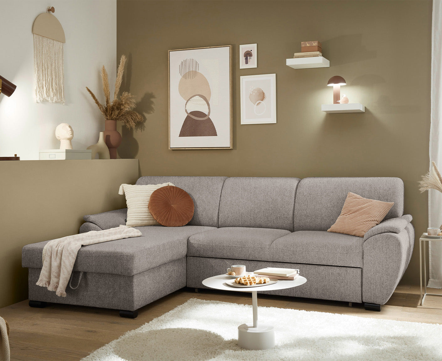 Ulm Ecksofa 250 x 175 cm, mit Schlaffunktion & Bettkasten