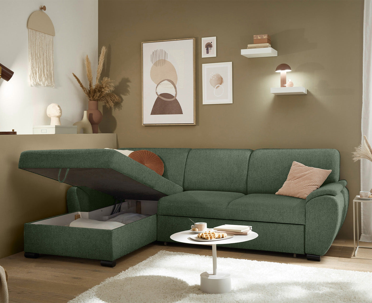 Ulm Ecksofa 250 x 175 cm, mit Schlaffunktion & Bettkasten