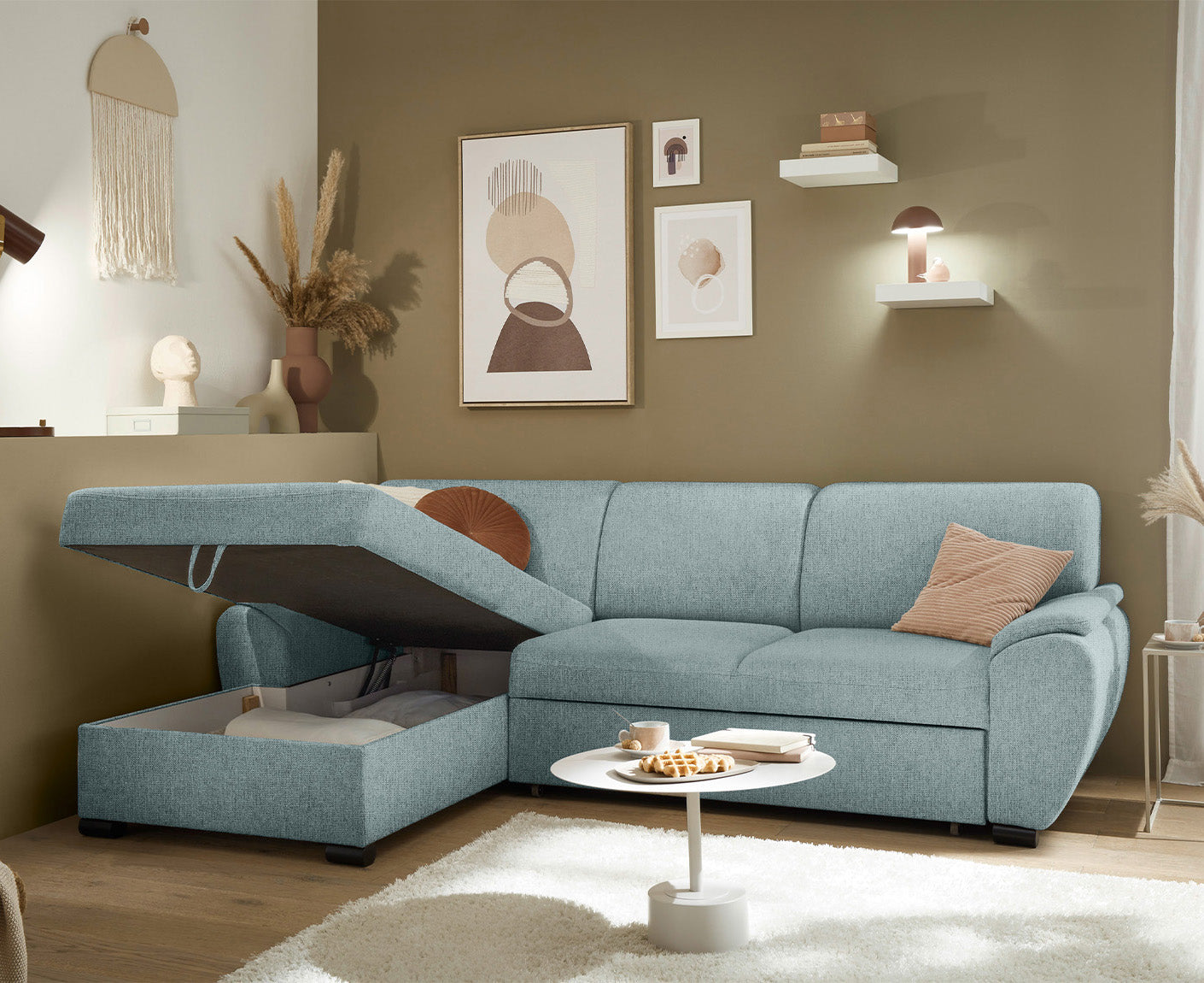 Ulm Ecksofa 250 x 175 cm, mit Schlaffunktion & Bettkasten