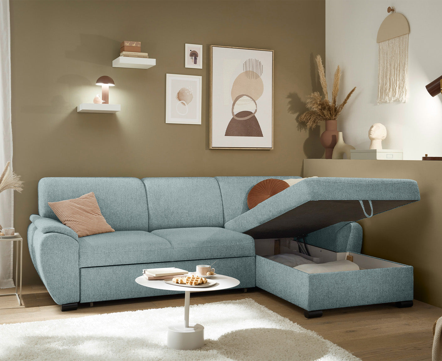 Ulm Ecksofa 250 x 175 cm, mit Schlaffunktion & Bettkasten