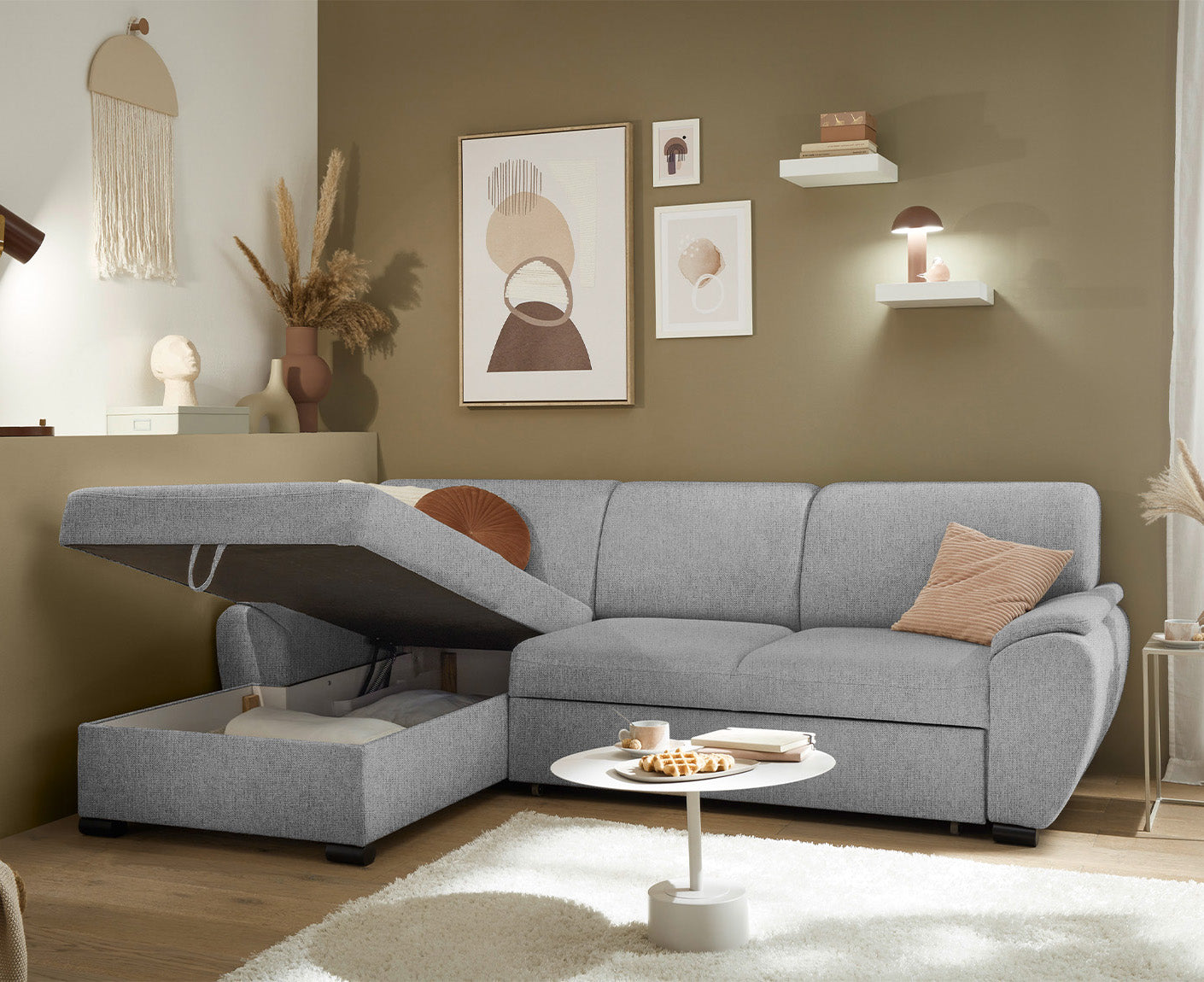Ulm Ecksofa 250 x 175 cm, mit Schlaffunktion & Bettkasten