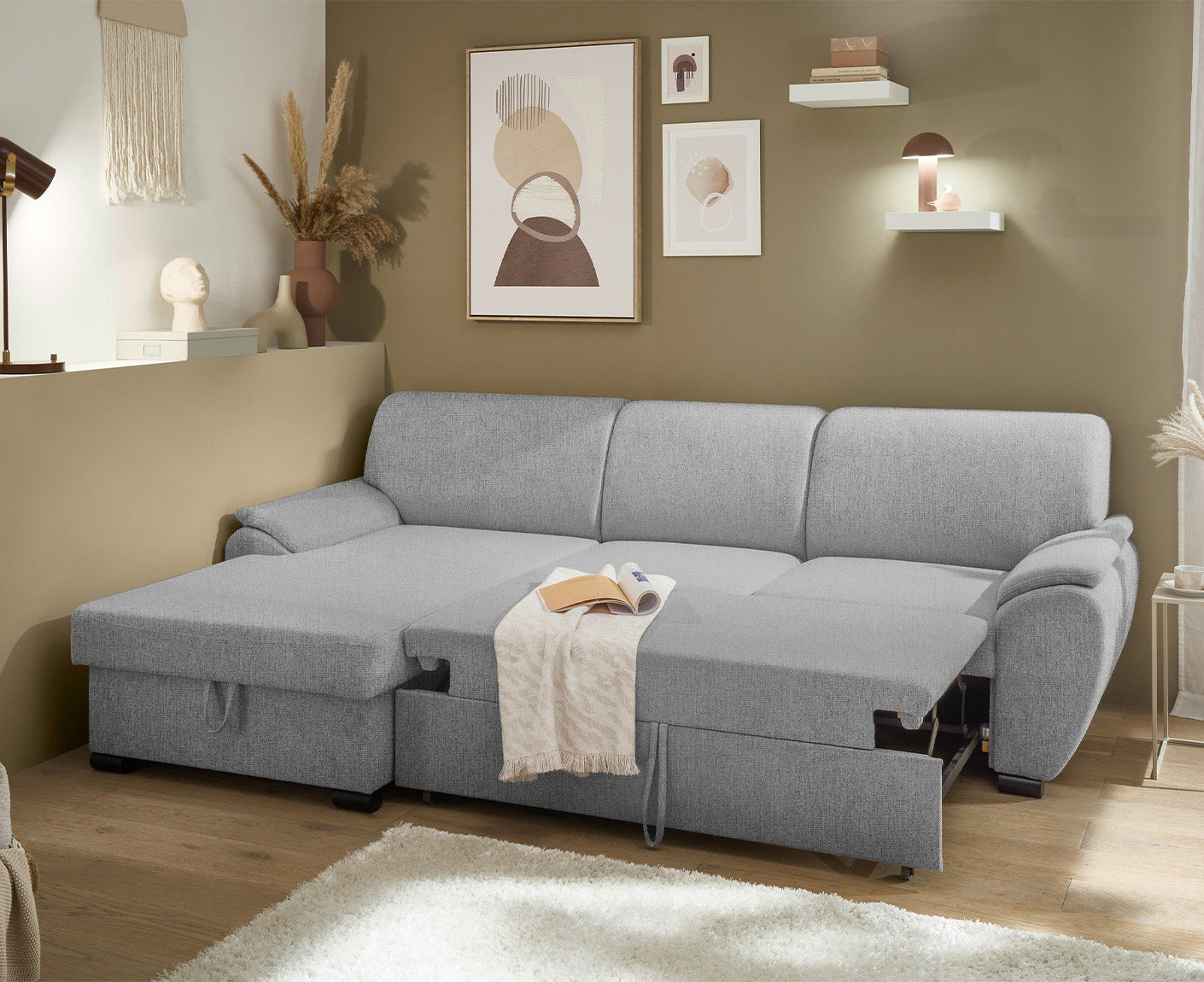 Ulm Ecksofa 250 x 175 cm, mit Schlaffunktion & Bettkasten