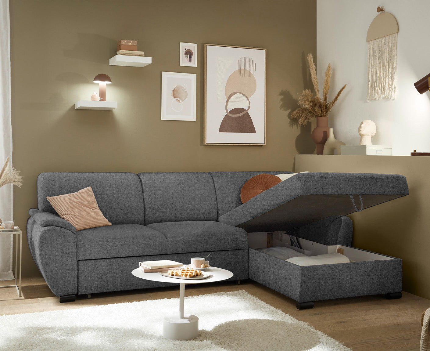 Ulm Ecksofa 250 x 175 cm, mit Schlaffunktion & Bettkasten