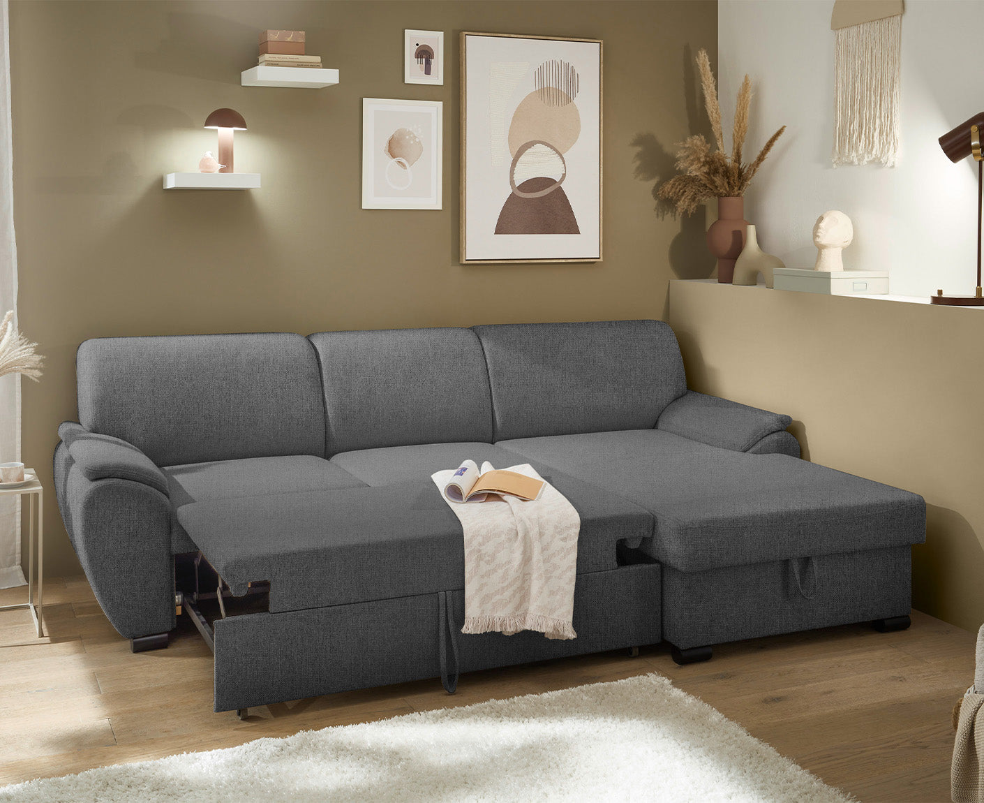 Ulm Ecksofa 250 x 175 cm, mit Schlaffunktion & Bettkasten
