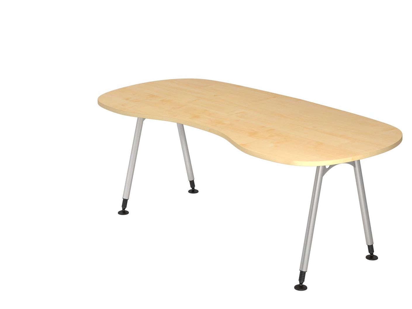 Amarillo A-Serie Nierenform Schreibtisch 200 x 100 cm, manuell höheneinstellbar