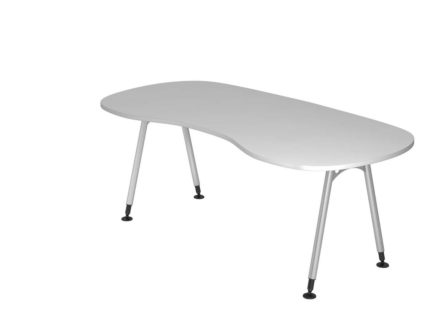 Amarillo A-Serie Nierenform Schreibtisch 200 x 100 cm, manuell höheneinstellbar
