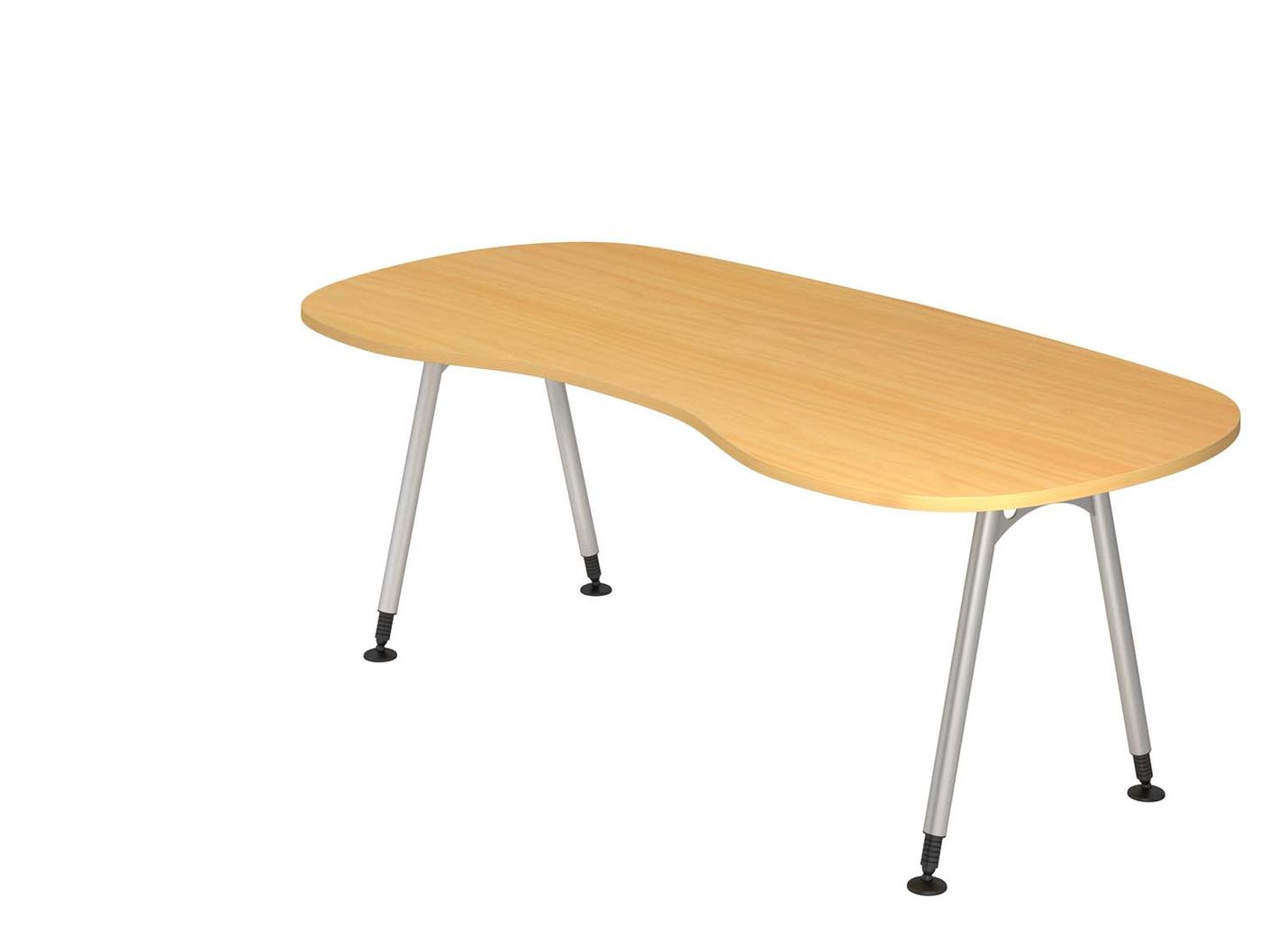 Amarillo A-Serie Nierenform Schreibtisch 200 x 100 cm, manuell höheneinstellbar