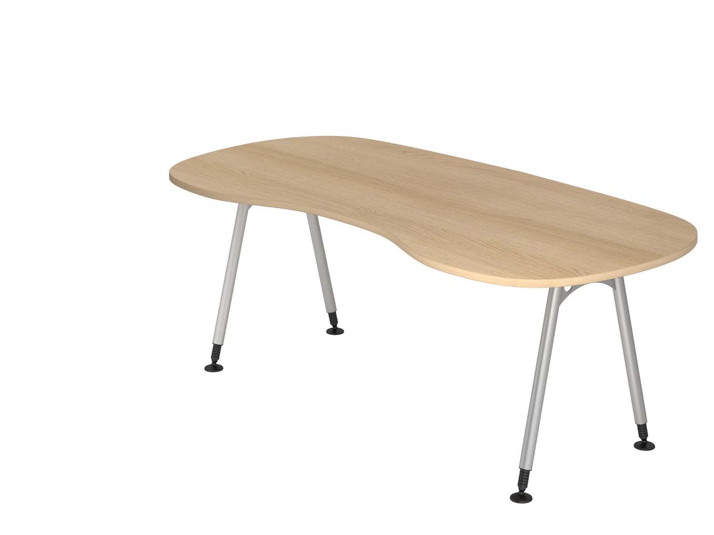 Amarillo A-Serie Nierenform Schreibtisch 200 x 100 cm, manuell höheneinstellbar