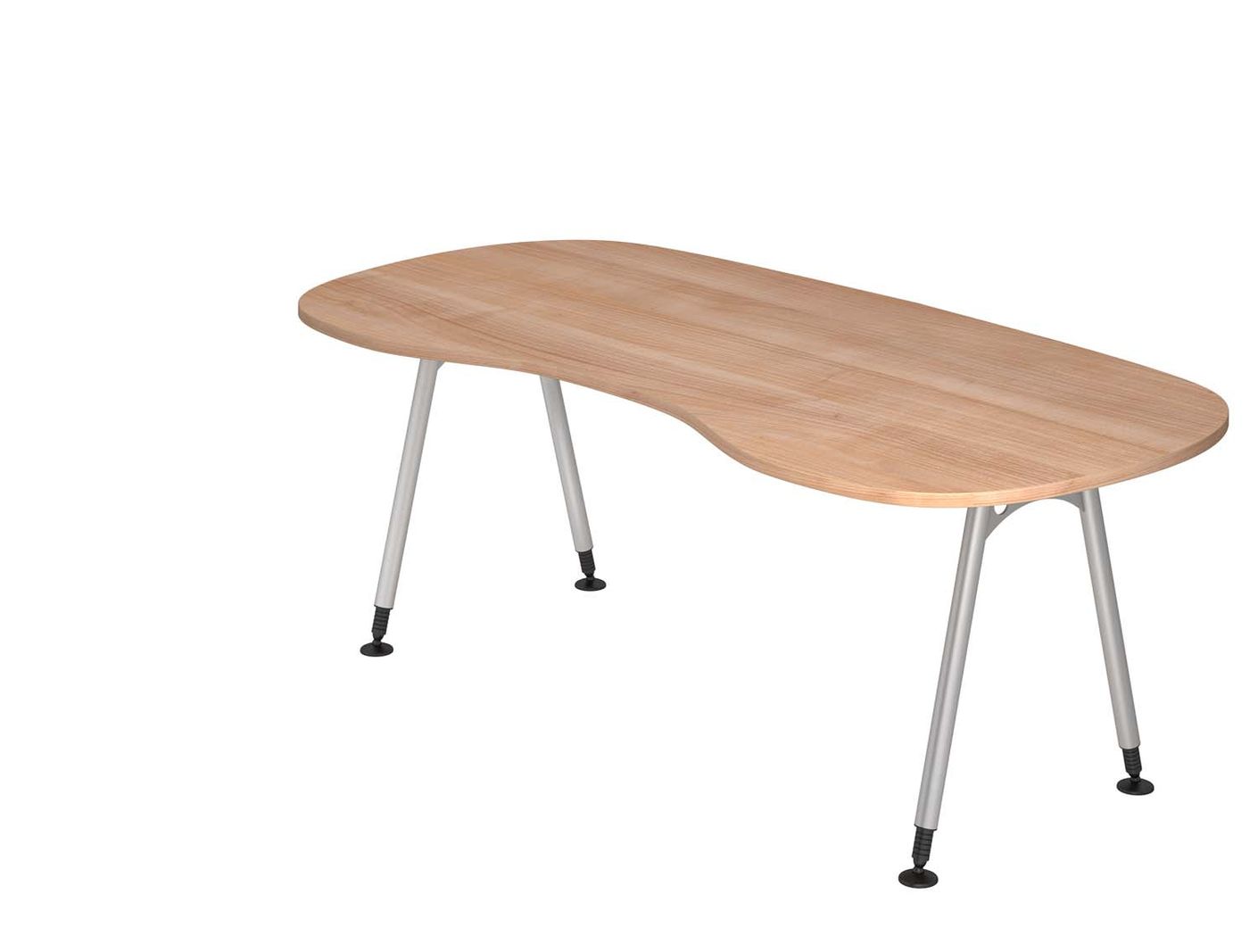 Amarillo A-Serie Nierenform Schreibtisch 200 x 100 cm, manuell höheneinstellbar