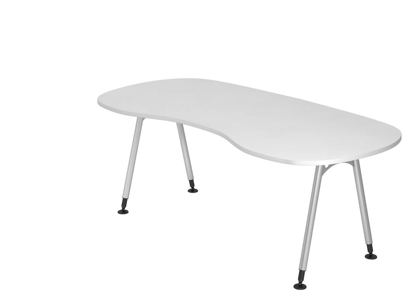 Amarillo A-Serie Nierenform Schreibtisch 200 x 100 cm, manuell höheneinstellbar