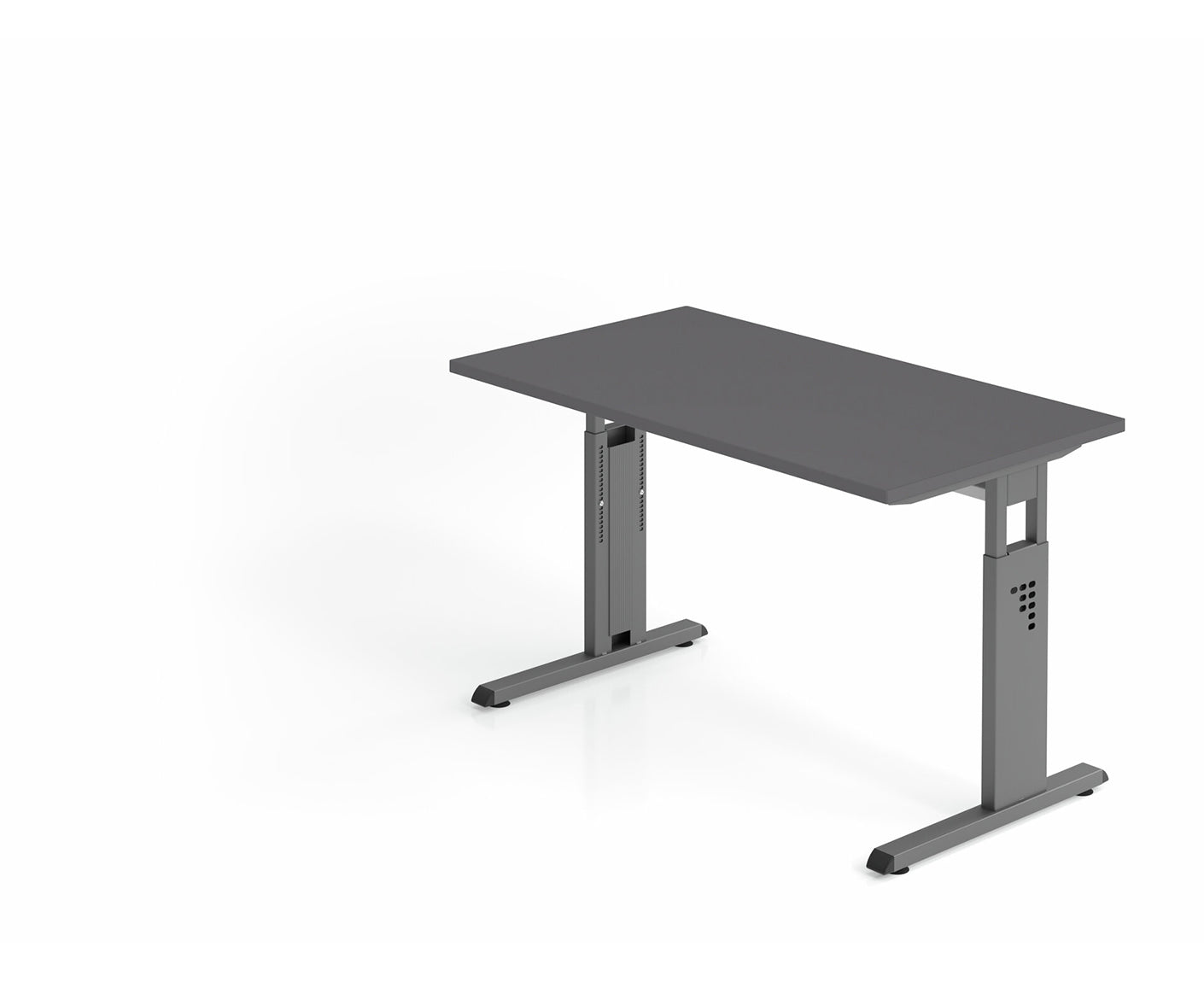 Mini-Office Schreibtisch O-Serie | 67 cm tief | inkl. Kabelwanne | C-Fuß | höheneinstellbar