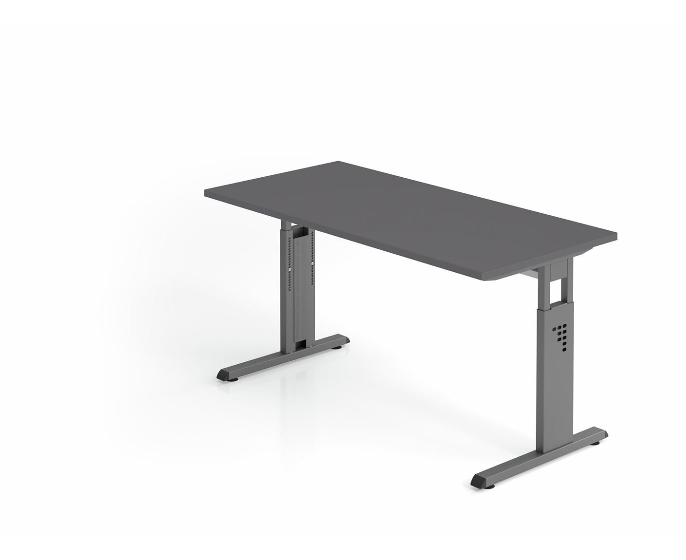 Mini-Office Schreibtisch O-Serie | 67 cm tief | inkl. Kabelwanne | C-Fuß | höheneinstellbar